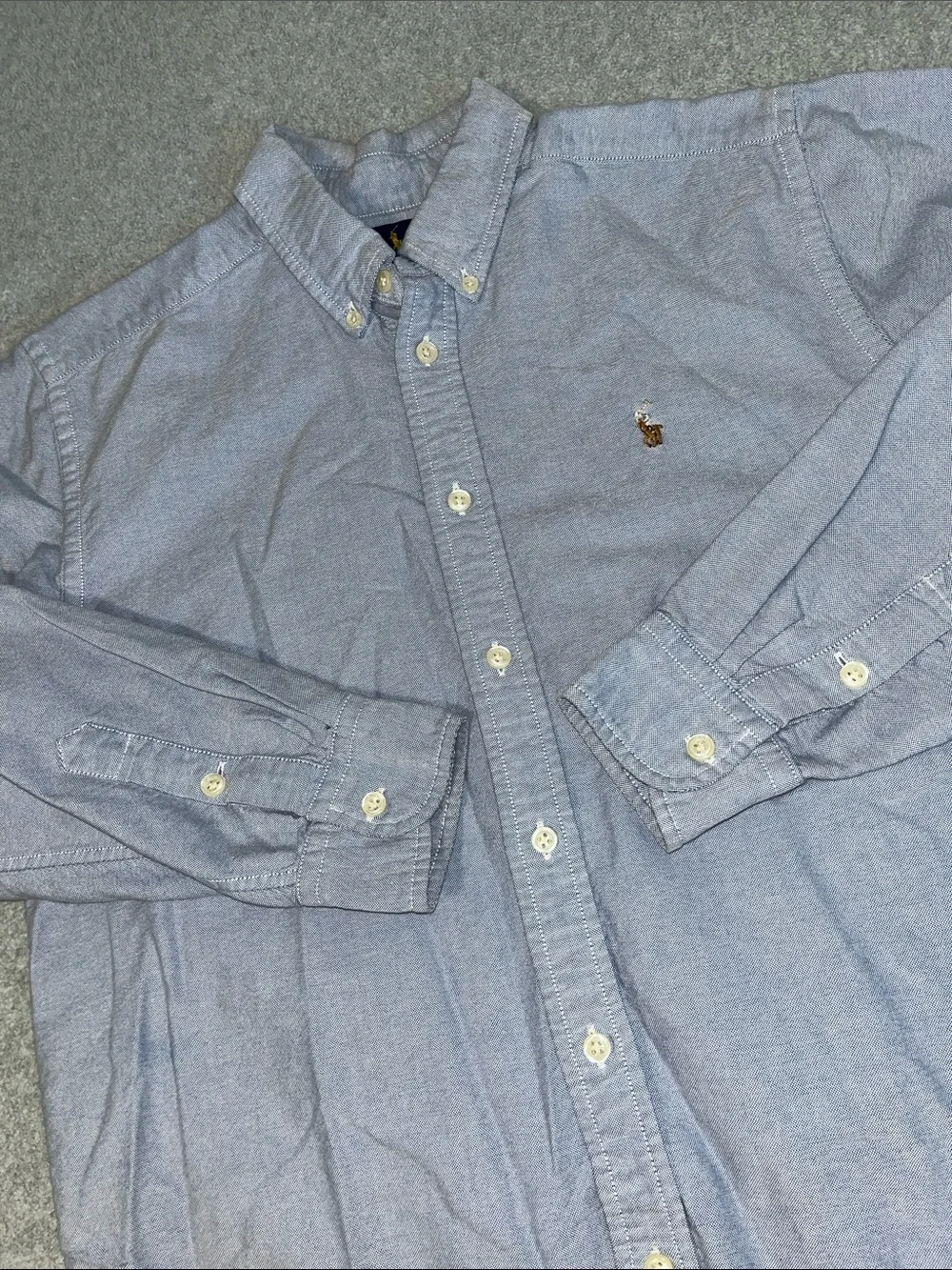 Ralph Lauren Light Blue Oxford Button-Down Shirt Boys Youth 16 Flesh Pony